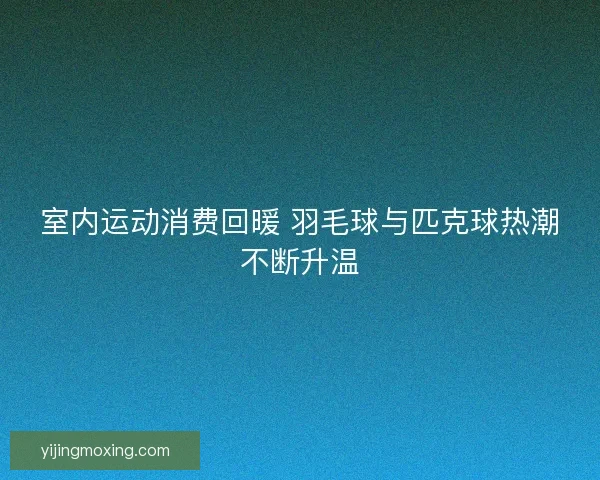 室内运动消费回暖 羽毛球与匹克球热潮不断升温