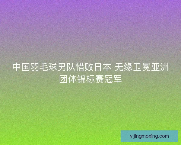 中国羽毛球男队惜败日本 无缘卫冕亚洲团体锦标赛冠军