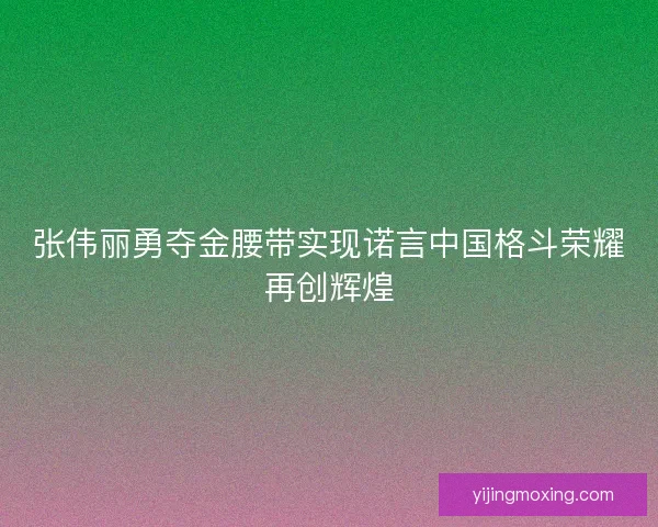 张伟丽勇夺金腰带实现诺言中国格斗荣耀再创辉煌