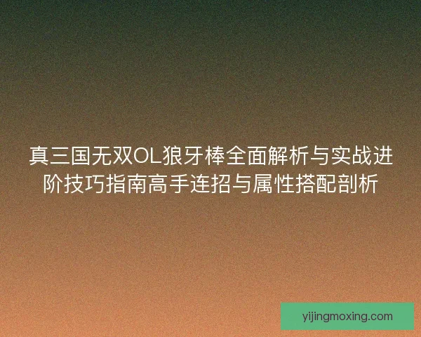 真三国无双OL狼牙棒全面解析与实战进阶技巧指南高手连招与属性搭配剖析