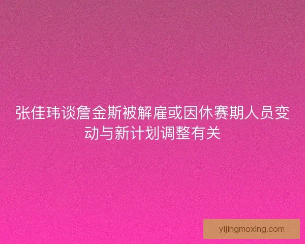 张佳玮谈詹金斯被解雇或因休赛期人员变动与新计划调整有关 张佳玮谈詹金斯被解雇或因休赛期人员变动与新计划调整有关